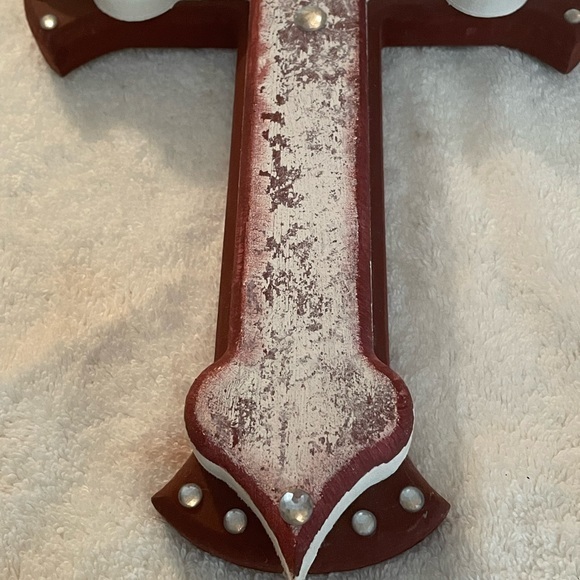 LIKE NEW Texas A&M layered wood crystal embellished wall cross 13”x8”x1.5” - Picture 3 of 10